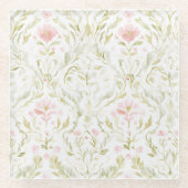 Pretty Pink White Flowers ガラスコースター (正面)