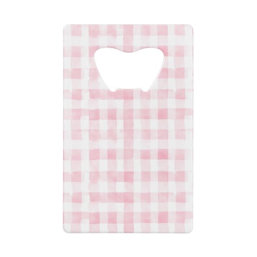 Pretty Pink White Plaid Blue Stripes ブライダルシャワー クレジットカード栓抜き (正面)