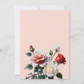 Pretty pink white red roses bridal shower 招待状 (裏面)