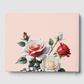 Pretty pink white red roses floral wedding  ゲストブック (裏面)