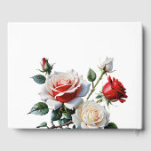 Pretty pink white red roses floral wedding  ゲストブック (裏面)