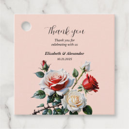 Pretty pink white red roses floral wedding  フェイバータグ