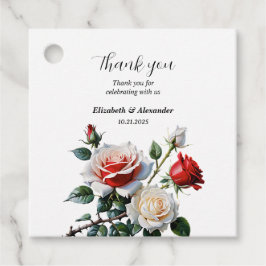 Pretty pink white red roses floral wedding  フェイバータグ