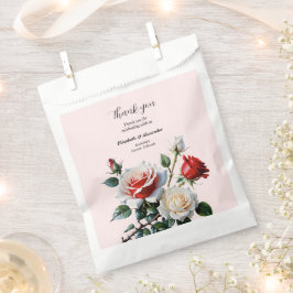 Pretty pink white red roses floral wedding フェイバーバッグ