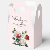 Pretty pink white red roses floral wedding フェイバーボックス (オープン)