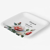 Pretty pink white red roses floral wedding ペーパープレート (傾斜あり)
