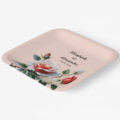 Pretty pink white red roses floral wedding ペーパープレート (傾斜あり)