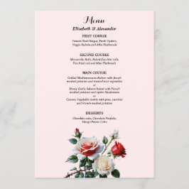 Pretty pink white red roses floral wedding  メニュー