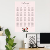 Pretty pink white red roses seating chart ポスター (ホームオフィス)