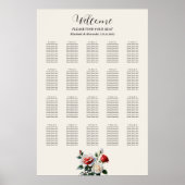 Pretty pink white red roses seating chart ポスター (正面)