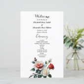 Pretty pink white red roses wedding program (スタンド正面)