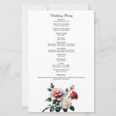 Pretty pink white red roses wedding program (裏面)
