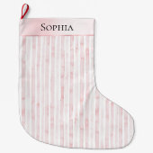Pretty Pink White Stripes Christmas   ラージクリスマスストッキング (正面)