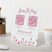 Pretty Pink Wildflowers Scan To Pay 2 QRコード 台座サイン (インサイチュ)