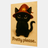 Pretty Please – Cute Black Cat with Wizard Hat アクリルサイン (傾斜)