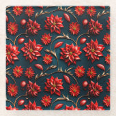 Pretty Poinsettia  ガラスコースター (正面)