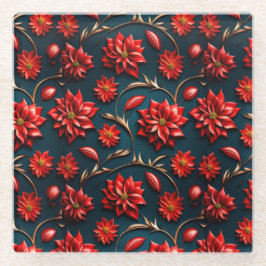 Pretty Poinsettia  ガラスコースター