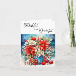 Pretty Poinsettia Plant and Gifts Greeting Card カード