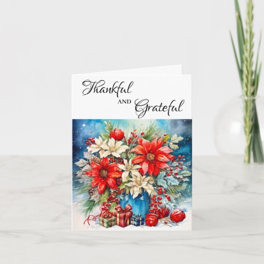 Pretty Poinsettia Plant and Gifts Greeting Card カード (正面)