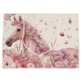 Pretty Ponies and Petals Horse Gift Bag for Girls ラージペーパーバッグ (正面)