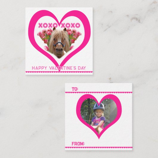 Pretty Pony in Pink Valentine's Day Cards for Kids ノートカード (正面/裏面)