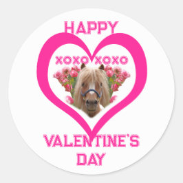 Pretty Pony in Pink Valentine's Day for Kids ラウンドシール