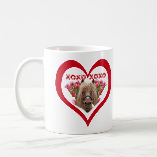 Pretty Pony in Red Valentine's Day コーヒーマグカップ (左)