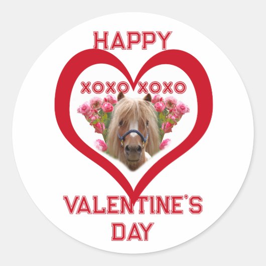 Pretty Pony in Red Valentine's Day for Kids ラウンドシール (正面)
