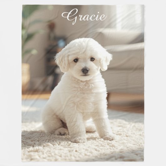 Pretty Poodle Personalized フリースブランケット (正面)