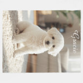 Pretty Poodle Personalized フリースブランケット (正面(横))