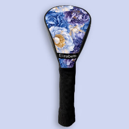 Pretty Pretty Blue Peony Personalized ゴルフヘッドカバー