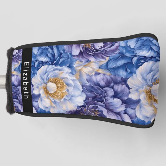 Pretty Pretty Blue Peony Personalized ゴルフヘッドカバー (正面)