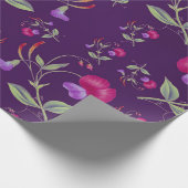 Pretty Purple and Pink Floral Pattern ラッピングペーパー (角)