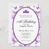 Pretty Purple Butterflies 18th Birthday Debut  招待状 (正面)