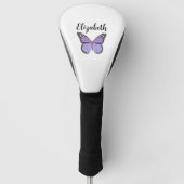 Pretty purple butterfly with custom name ladies ゴルフヘッドカバー (正面)
