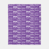 Pretty Purple Customizable Name Collage フリースブランケット (正面)