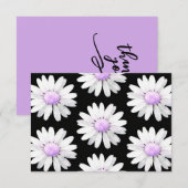 Pretty Purple Dotted Daisy's (personalize) サンキューカード (正面/裏面)
