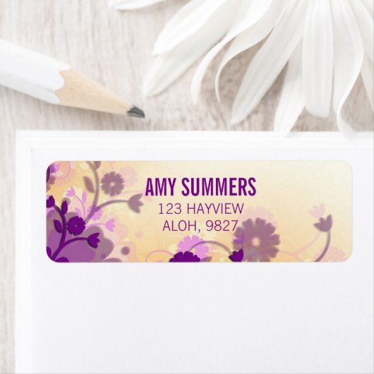 Pretty purple floral brown ラベル (インサイチュ)