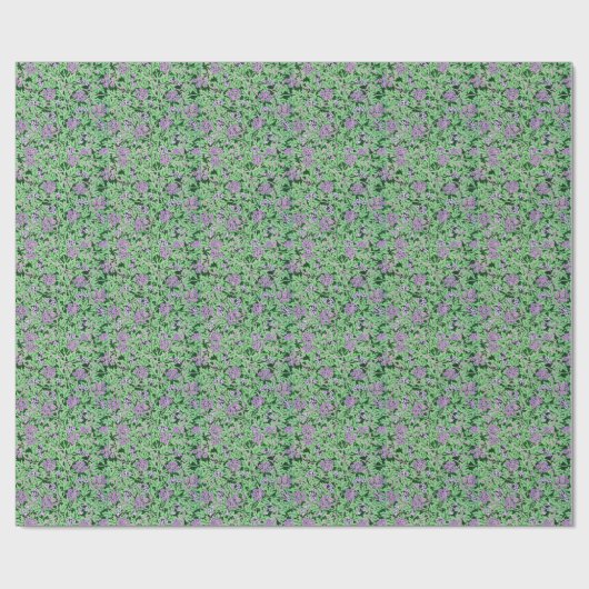 Pretty Purple Floral Pattern ラッピングペーパー (フラット)