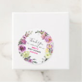 Pretty Purple Floral Wreath ベビーシャワーのお礼 フェイバータグ (インサイチュ)