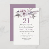 Pretty Purple Flower 21st Birthday Party Invite 招待状 (正面/裏面)