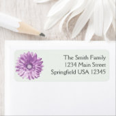 Pretty Purple Gerbera Daisy Floral Return Address ラベル (インサイチュ)