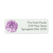 Pretty Purple Gerbera Daisy Floral Return Address ラベル (正面)