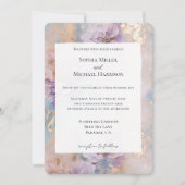 Pretty Purple Gold Floral Wedding 招待状 (正面)