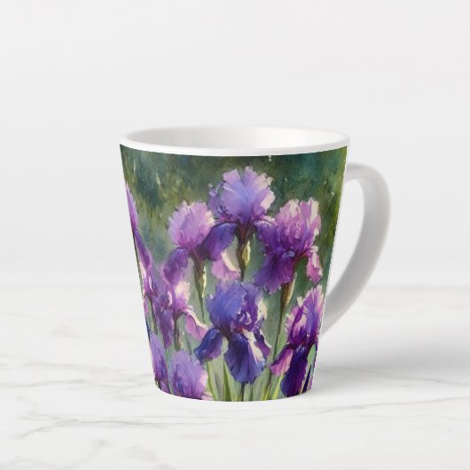 Pretty Purple Irises Floral Coffee / Latte Mug カフェラテマグ (右アングル)