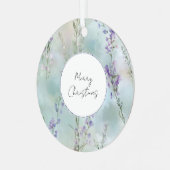 Pretty Purple Lavender Floral Christmas メタルオーナメント (正面左)