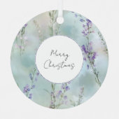 Pretty Purple Lavender Floral Christmas メタルオーナメント (正面)