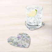 Pretty Purple Lavender White Roses Floral Wedding ペーパーコースター (インサイチュ)