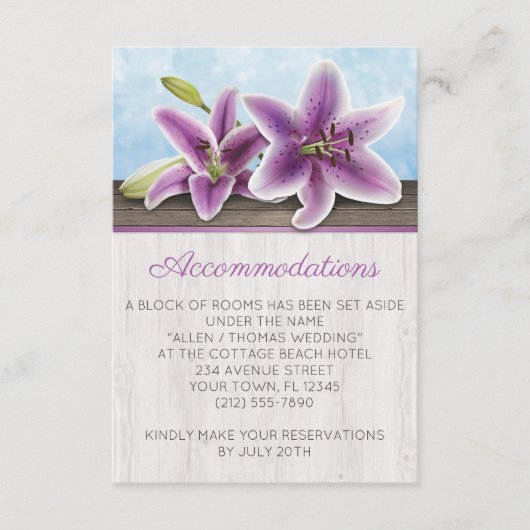 Pretty Purple Lily Accommodations Cards エンクロージャーカード (正面)