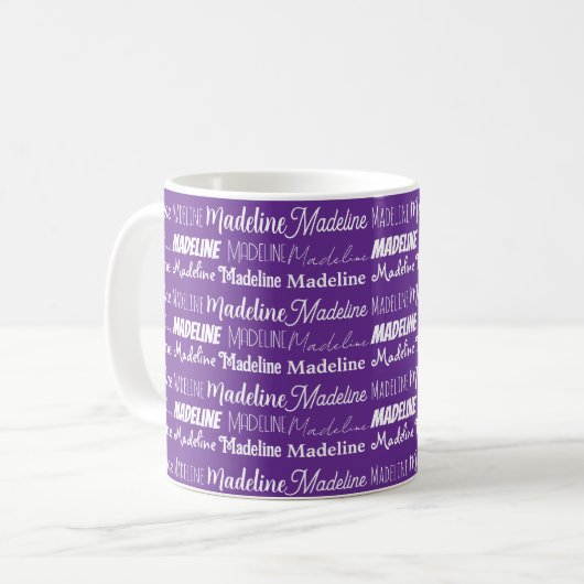Pretty Purple Personalized Name Collage コーヒーマグカップ (正面左)